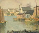 Water Front Buildings by Maurice Braun, oil on canvas, offered Apr 2018