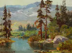 The High Sierras - California by Jack Wilkinson Smith, oil on board, sold Apr 2018