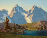 Leland Curtis, Mount Ritter and Banner Peak at the Headwaters of the San Joaquin River, oil on canvas
