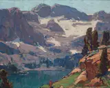 Sierra lake (possibly June Lake) by Edgar Alwin Payne, oil on canvas, sold Apr 2018