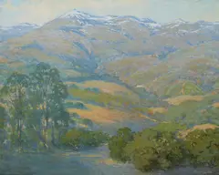 William Louis Otte, An Early Snowfall on the Mountains, Santa Barbara, California, 1923, pastel on paperboard
