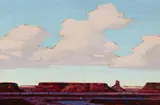 Conrad Buff, Cumulus Clouds over the Desert; Desert Mesa (a double-sided composition), oil on board