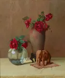 Still Life with Red Roses by Maurice Braun, oil on canvas, offered Apr 2018