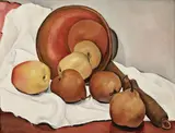 Rinaldo Cuneo, Still life with Anjou pears, apples and copper pot, oil on canvas