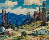 Elliot Bouton Torrey, Oil Derricks, Southern California, oil on canvas