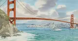 James March Phillips, Golden Gate View, watercolor and graphite on paper