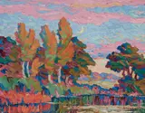 Birger Sandzén, New Moon, McPherson County, Kansas, 1929, oil on board