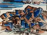Cady Wells, Barranca, alternatively titled, Taos Mountain, 1934, watercolor and graphite on paper laid to board