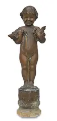 Edith Barretto Stevens Parsons, Duck baby (A fountain sculpture), bronze with brown and verdigris patina