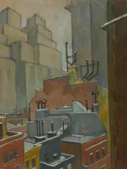 Rooftops, New York by Ernest Fiene, 1930, oil on panel, sold May 2018