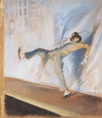 Eccentric Dancer by Everett Shinn, 1930, pastel, charcoal and conte crayon on paperboard, sold May 2018