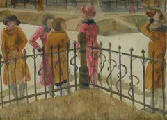Glenn O. Coleman, New York Park Scene, oil on canvas