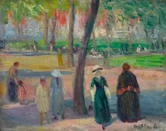 William James Glackens, Washington Square – The Green Dress, oil on canvas