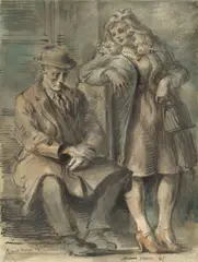 Waiting for the Train by Reginald Marsh, 1943, watercolor on paper, sold May 2018