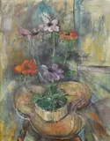 Max Weber, Still Life with Anemones on a Clover Leaf Table, oil on canvas