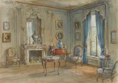 Interior Scene by Walter Gay, watercolor on paper, sold Nov 2017