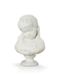 Edward R. Thaxter, Reproof: Bust of a Young Girl, circa 1878-80, marble