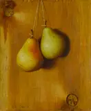 De Scott Evans, Hanging Apples and Pears: A Pair of Works, oil on canvas