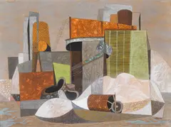 John Atherton, Construction: Shaftsbury, Vermont, oil and pencil on Masonite