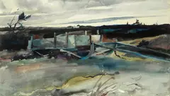 Andrew Wyeth, The Bobsled, 1937, gouache, watercolor and pencil on paper