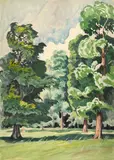Charles E. Burchfield, Untitled (Trees in a Field), circa 1920-21, gouache, watercolor and pencil on paper