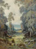 Alexis Matthew Podchernikoff, View through a eucalyptus grove into a valley
