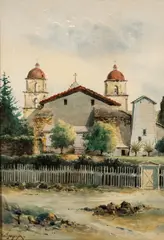 Chris Jorgensen, Mission Santa Bárbara, watercolor on paper
