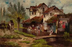 Edwin Deakin, Old Wash-Houses, Gentilly near Paris, 1896, oil on canvas