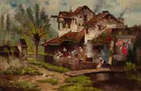 Edwin Deakin, Old Wash-Houses, Gentilly near Paris, 1896, oil on canvas