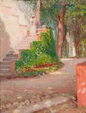Ernest Peixotto, The Stairs, Varenna (Italy), oil on canvas