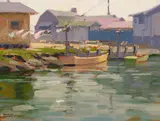 Sam Hyde Harris, Wash Day, Sunset Beach, oil on board