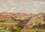 Valley landscape by George Gardner Symons, oil on artistboard, offered Nov 2017