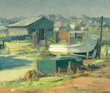 Dry Dock by Maurice Braun, oil on canvas, sold Nov 2017