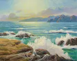 Active Seashore by Paul Grimm, oil on canvas, sold Nov 2017
