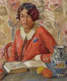 Miki Hayakawa, Self Portrait: Homage a Cezanne, circa 1924, oil on canvas