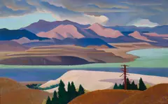Oscar Vincent Galgiani, Approaching storm, Mono Lake, 1933, oil on canvas affixed to board