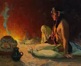 E. Irving Couse, Fireside Meditation
