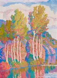 Birger Sandzén, Aspens, Rocky Mountain National Park, Colorado, 1930, oil on canvas