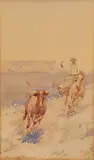 Roping a steer by Edward Borein, watercolor and graphite on paper, offered Nov 2017
