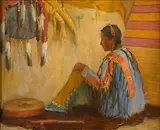 Joseph Henry Sharp, Young Warrior Chief, oil on canvas