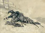 Edward Borein, The Last Stand, oil on panel
