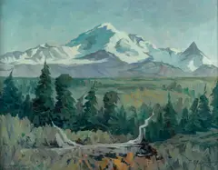 Mt. Drum 12,008 Ft., Wrangell Mts., Copper River Valley by Theodore Roosevelt Lambert, 1947, oil on canvas, sold Nov 2017