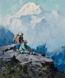 Eustace Paul Ziegler, Prospectors, Mt. McKinley, oil on board