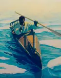 Fred, Threading the needle, 1980, oil on masonite