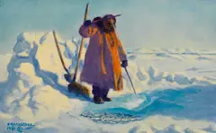 Study - Winter Harvest by Fred Machetanz, 1981, oil on masonite, sold Nov 2017