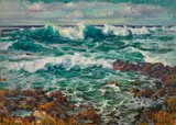 Shirley Marie Russell, Koko Head seascape, 1961, oil on canvas