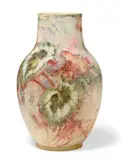 Franz Bischoff, A tall vase with Rex Begonias, circa 1900, porcelain