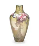 Franz Bischoff, Baluster vase with pink and white hydrangeas, circa 1900, porcelain