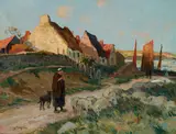 Jules Eugene Pages, French fishing village scene