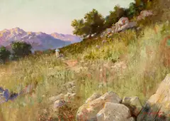 Hills in Sunset by J. Bond Francisco, 1897, oil on canvas, sold Aug 2017